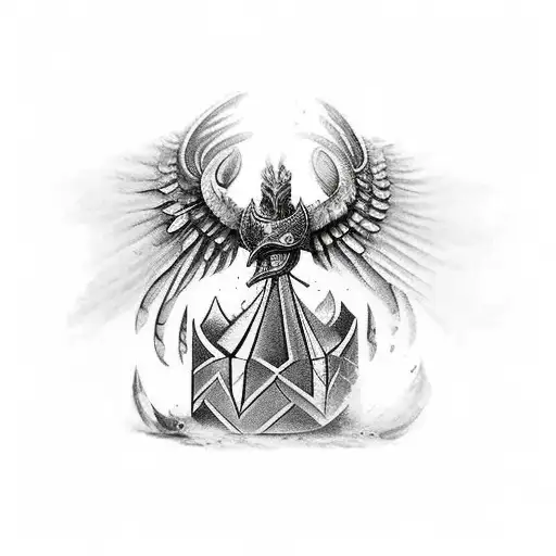a fenix bird a a knight chess piece tattoo design idea