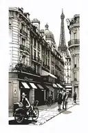 A Parisian street scene with hidden Disney characters tattoo design idea