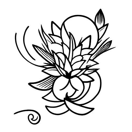 dragón con flores  tattoo design idea