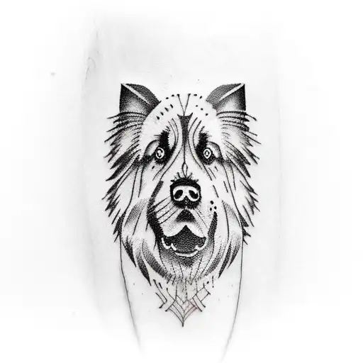 A leonberger paw with a ridgeline within tattoo design idea