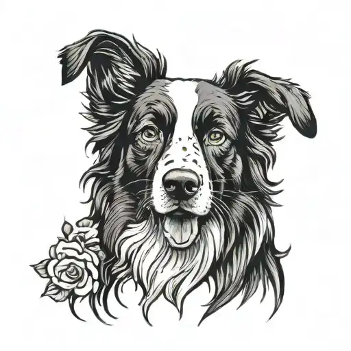 tattoo or my border collie dog blind in one eye   tattoo design idea