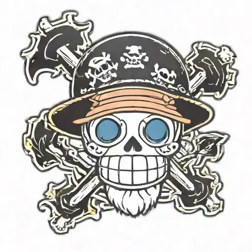 One Piece straw hat crew jolly roger tattoo design idea