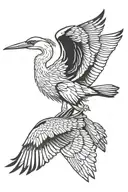 heron flying tattoo design idea