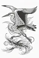 heron flying tattoo design idea