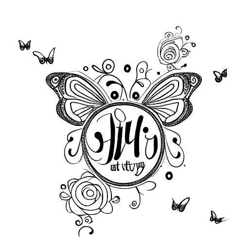 Butterfly with semicolon that says just for today in script font tattoo design idea