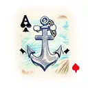 Anchor with playing cards tattoo design idea