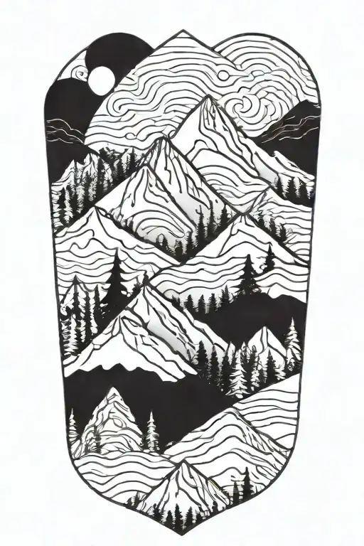 Mountains tattoo design idea