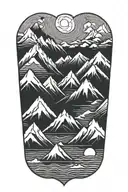 Mountains lake tattoo design idea