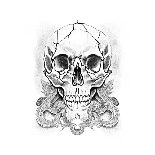 skull snake tattoo design idea