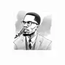 malcolm x holding gun looking out window  tattoo design idea