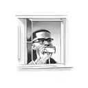 malcolm x holding gun looking out window  tattoo design idea