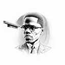 malcolm x holding gun looking out window  tattoo design idea
