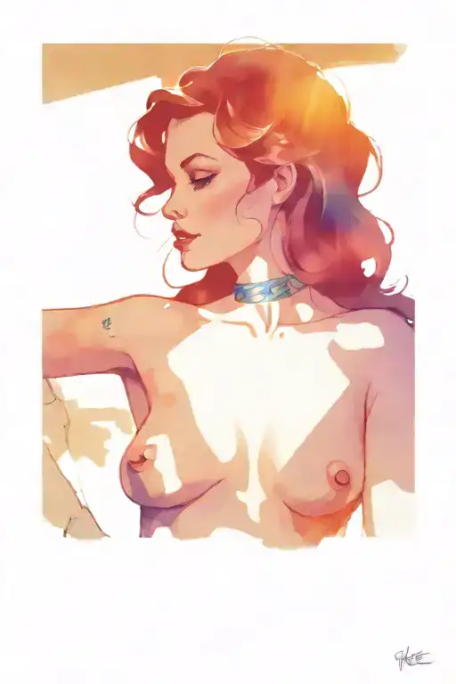 sci-fi nude pinup woman tattoo design idea