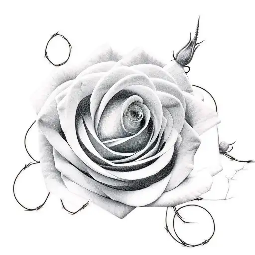 long rose with barbed wire instead of stem tattoo design idea