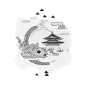 For a simple yet impactful Japanese-themed tattoo on your lower arm, consider a minimalistic black work design of a bons tattoo design idea