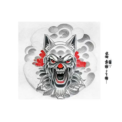 lobo en un paisaje nocturno  tattoo design idea