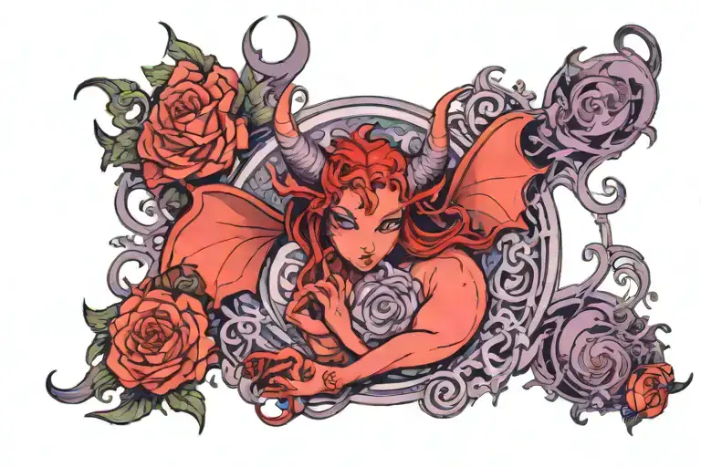 anime succubus womb tattoo with ovum tattoo design idea
