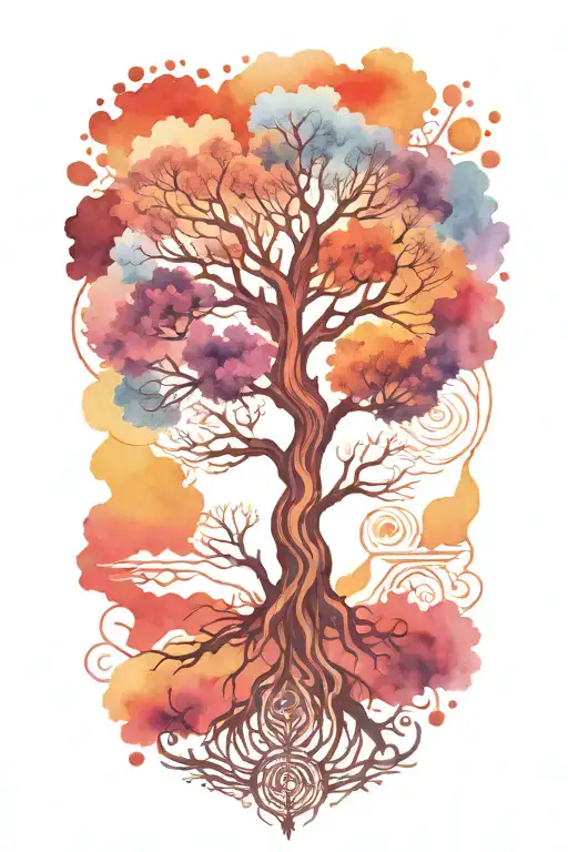 Trippy Tattoo Design Incorporating yggdrasil tree growing tattoo design idea