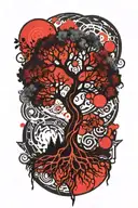 Trippy Tattoo Design Incorporating yggdrasil tree silhouette tattoo design idea