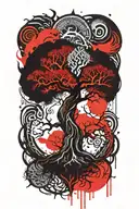 Trippy Tattoo Design Incorporating yggdrasil tree silhouette tattoo design idea