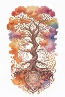 Trippy Tattoo Design Incorporating yggdrasil tree growing tattoo design idea