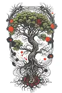 Trippy Tattoo Design Incorporating yggdrasil tree tattoo design idea