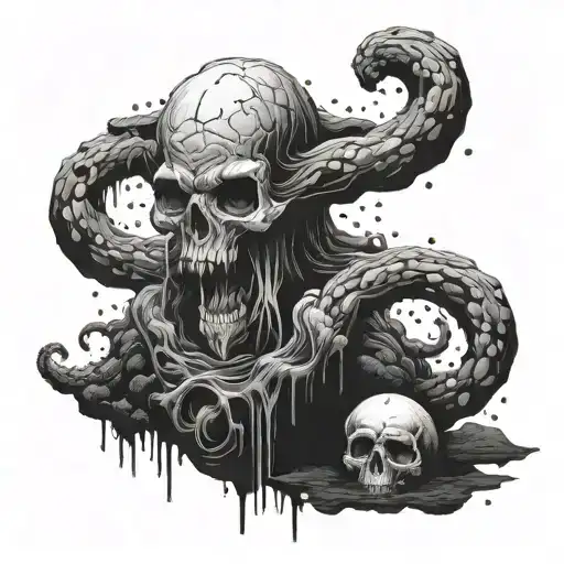 Black and white tattoo design. Concept of philosophical existentialism and character of Charon in mythology. tattoo design idea