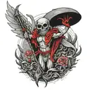 Black and white tattoo design. Character of Charon in mythology mixed with philosophical existentialism. tattoo design idea