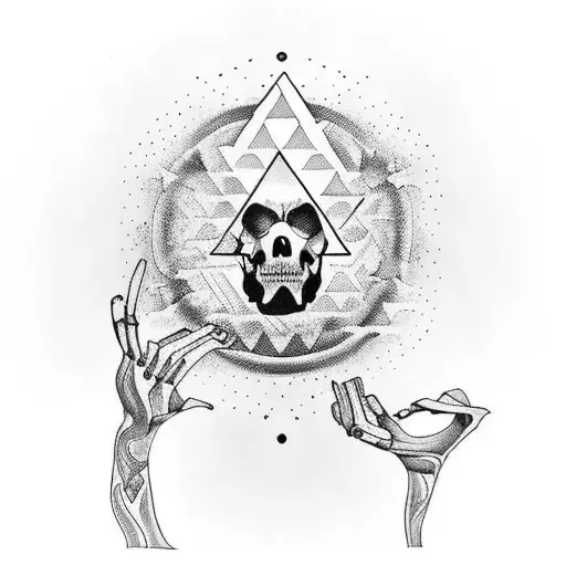 Generate me a tattoo in realistic style With one eye. In the eye is a bloody hand. In the background is a forest  tattoo design idea