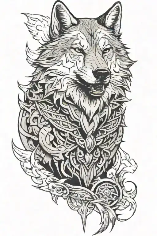 Meaningful wolf warrior tattoo design idea