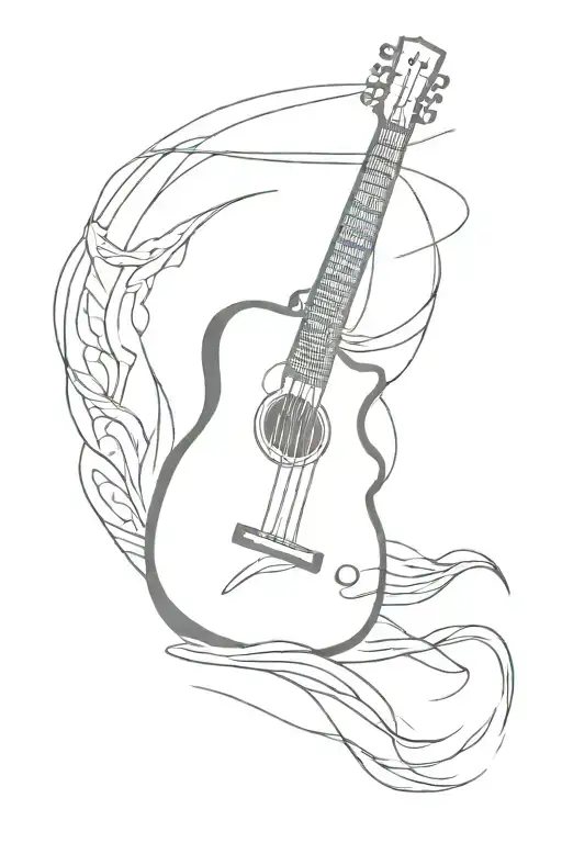 guitar with an boat oar for the neck tattoo design idea