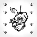 A Persian cat dressed in a World War 2 pilot uniform, holding an airsoft gun. tattoo design idea