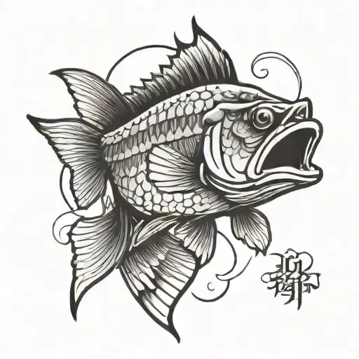 bass fish memorial tattoo for dad tattoo design idea