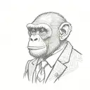 chimp wearing a suit tattoo design idea