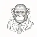 chimp wearing a suit tattoo design idea