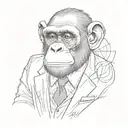 chimp wearing a suit tattoo design idea
