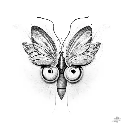 A sphynx cat adorned with intricate insect wings tattoo design idea