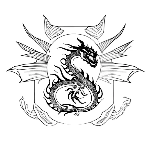 dragon, shadows and medicine tattoo design idea