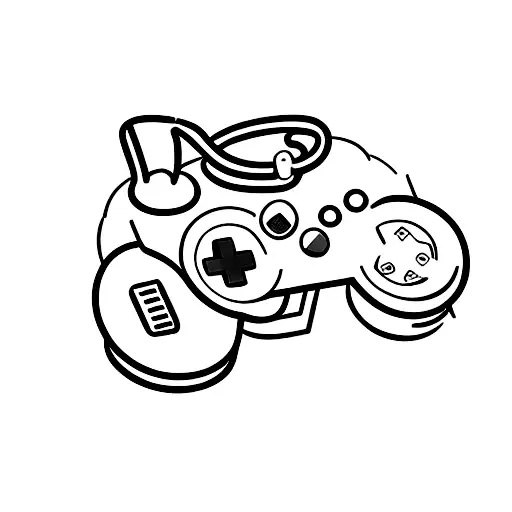 Combine a video game controller and a stethoscope in a minimalist design tattoo design idea