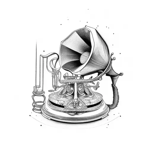 gramophone monster tattoo design idea