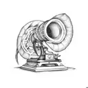 gramophone monster tattoo design idea