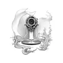 gramophone monster tattoo design idea