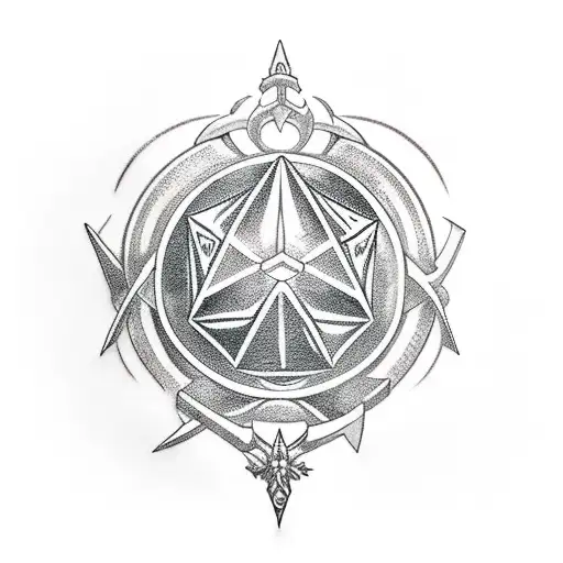 dnd dice sword  tattoo design idea