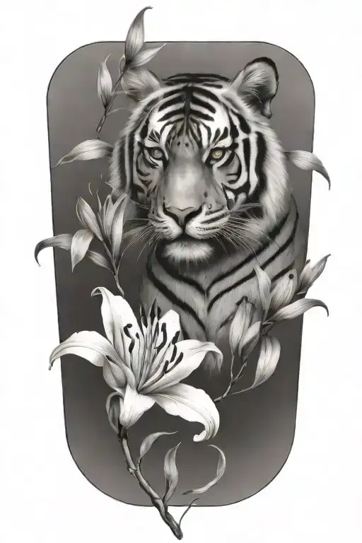 tiger and Lilly  tattoo design idea