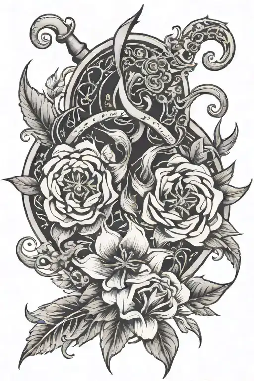 Sagittarius and Capricorn flowers intertwined tattoo design idea