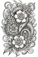 Sagittarius and Capricorn flowers intertwined tattoo design idea