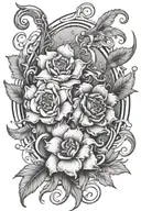 Sagittarius and Capricorn flowers intertwined tattoo design idea