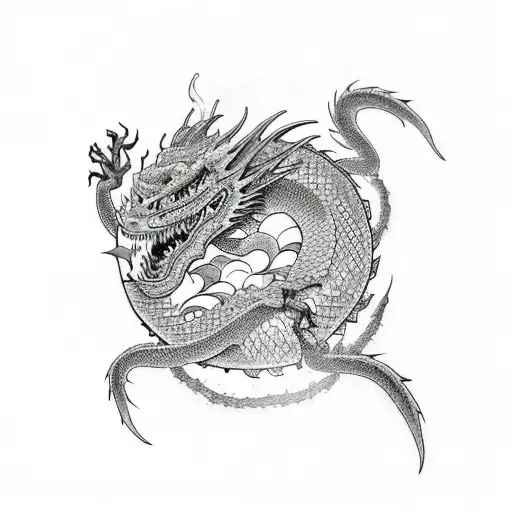 a scary dragon tattoo design idea