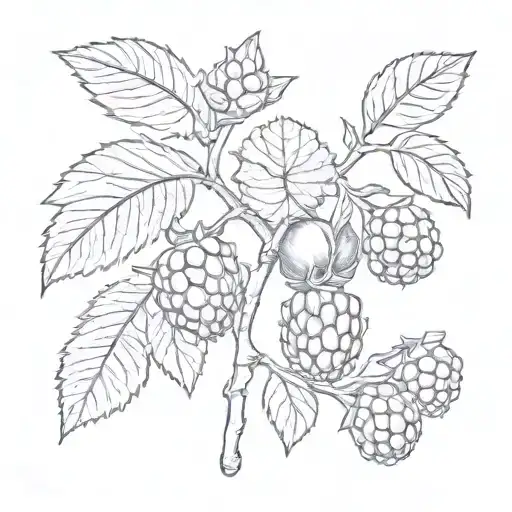 raspberry branch and fig branch intertwined tattoo design idea