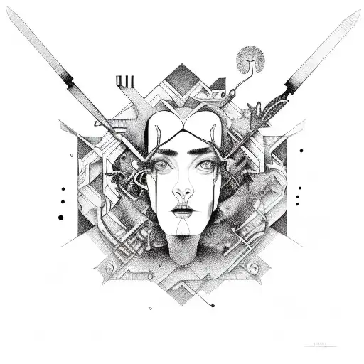 scandinavian surrealist tattoo design idea